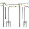 String Light Poles 2 Pack Outdoor Metal Poles with Top Arc Hook and 5-Prong Base